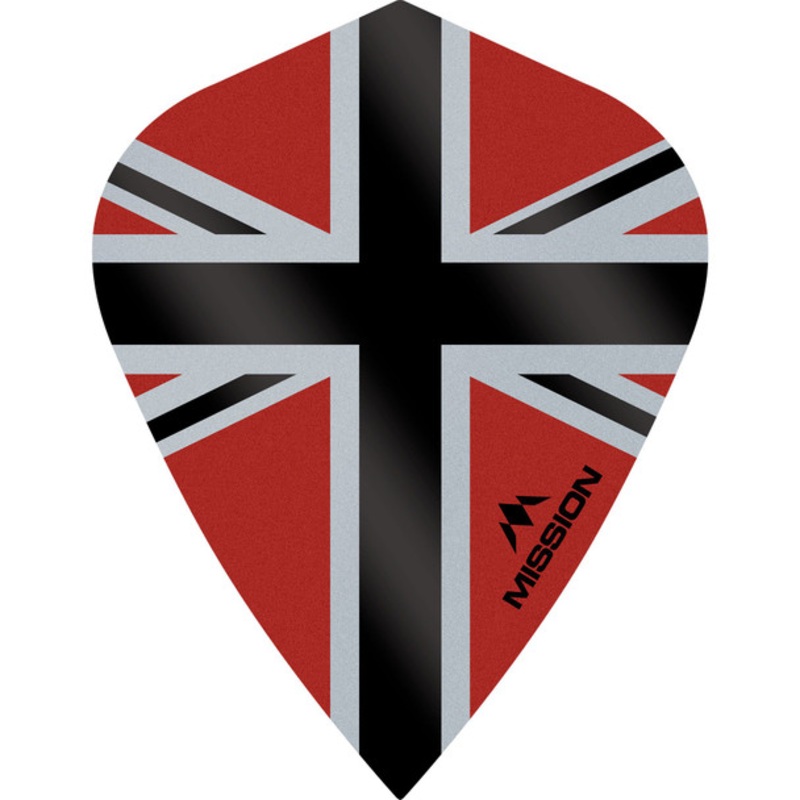 Mission – Alliance-X – Union Jack Dart Flights – Kite – 100 Micron – Red with Black