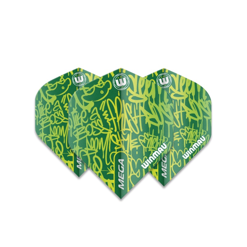 Winmau Mega Standard 75 Micron Flight – Green Graffiti
