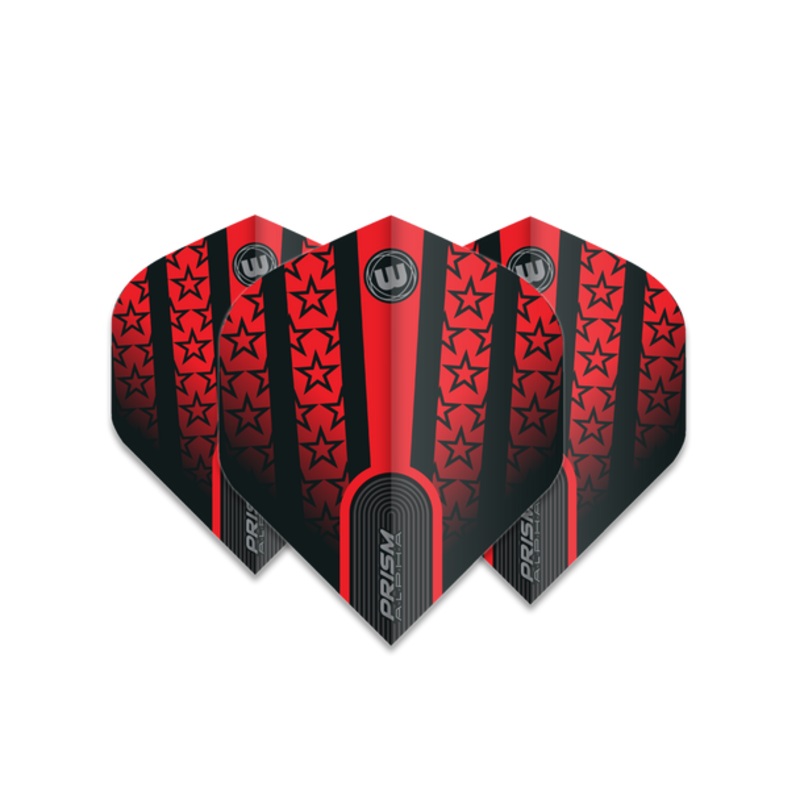Winmau Prism Alpha Standard Flight – Black & Red with Stars