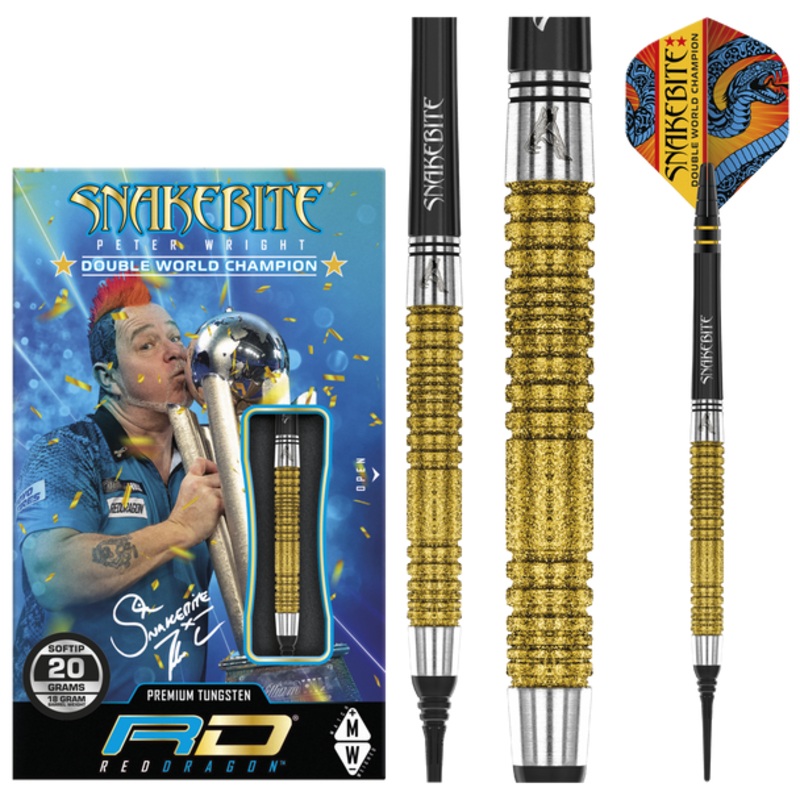 Red Dragon Peter Wright Snakebite Double World Champion SE Gold Soft Tip – 20g