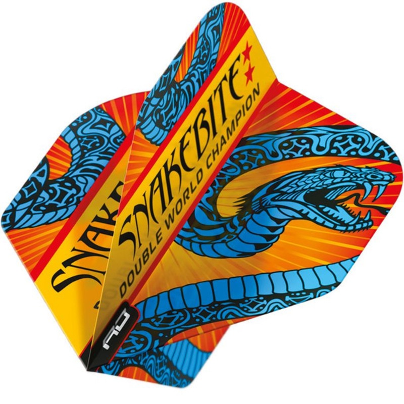 Red Dragon Peter Wright Snakebite Double World Champion Hardcore Ionic Blue & Orange Flight
