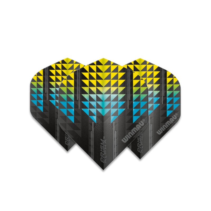 Winmau Prism Alpha Standard Flight – Black, Yellow & Blue