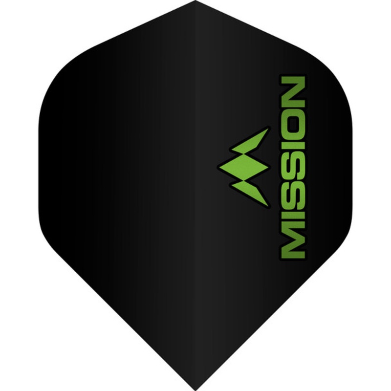 Mission Logo Flights – 100 Micron – UV Finish – No2 (Standard) – Black – Green Logo