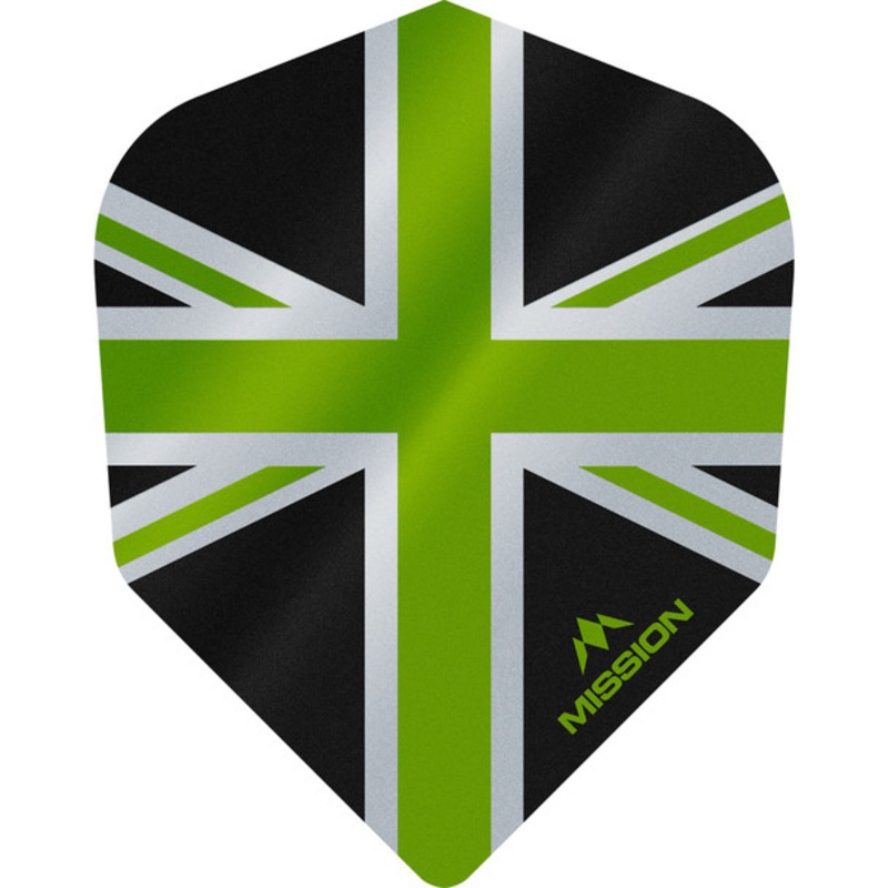 Mission – Alliance – Union Jack Flights – No6 (Small Standard) – 100 Micron – Black with Green