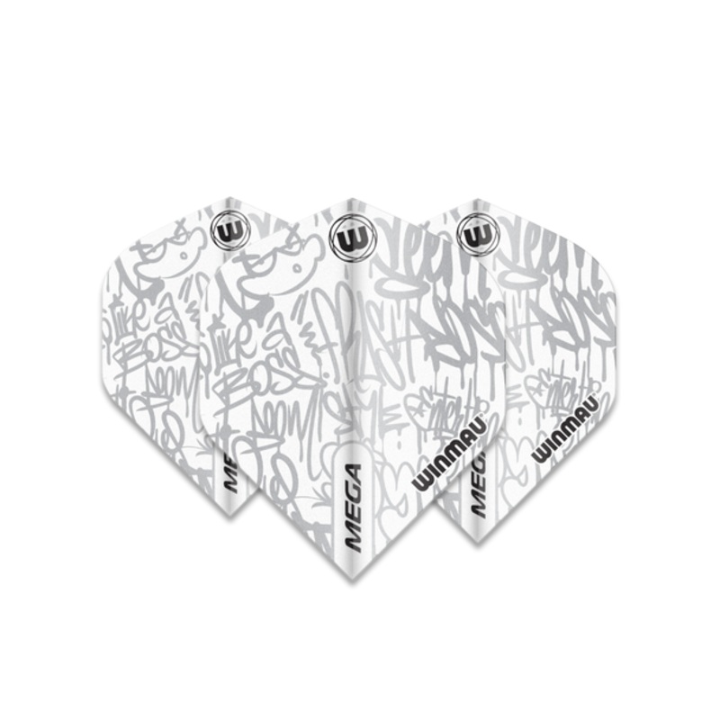 Winmau Mega Standard 75 Micron Flight – White Graffiti