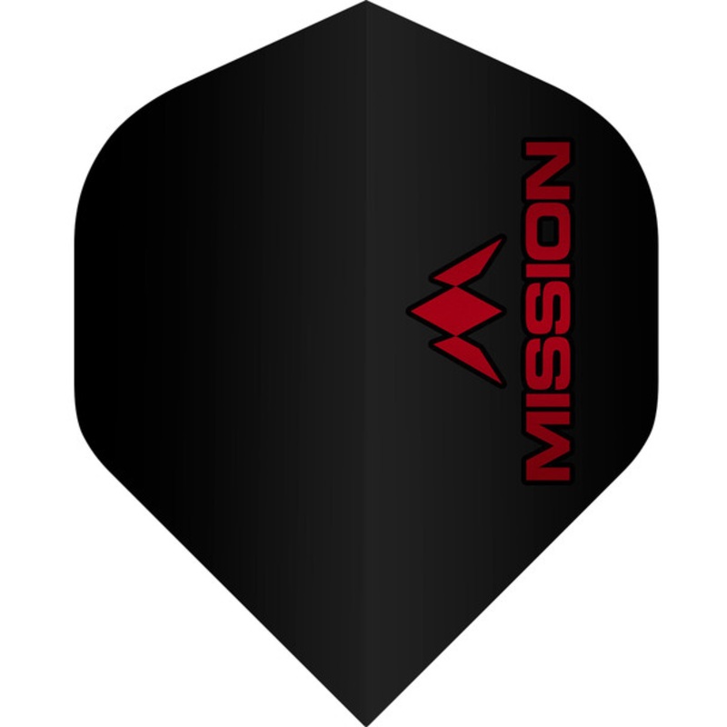 Mission Logo Flights – 100 Micron – UV Finish – No2 (Standard) – Black – Red Logo
