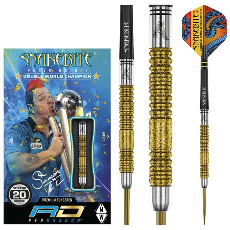 Red Dragon Peter Wright Snakebite Double World Champion SE Gold Plus Steel Tip – 20g