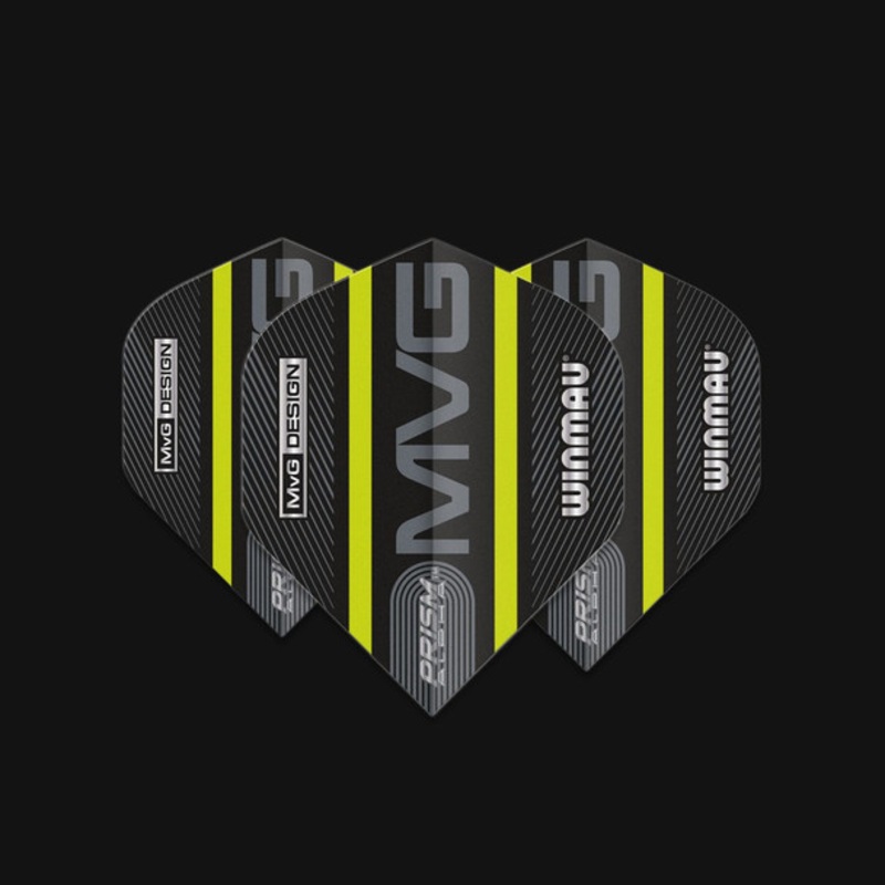Winmau Mvg Prism Alpha Standard Flight – Black / Grey MvG Design with Green Stripes