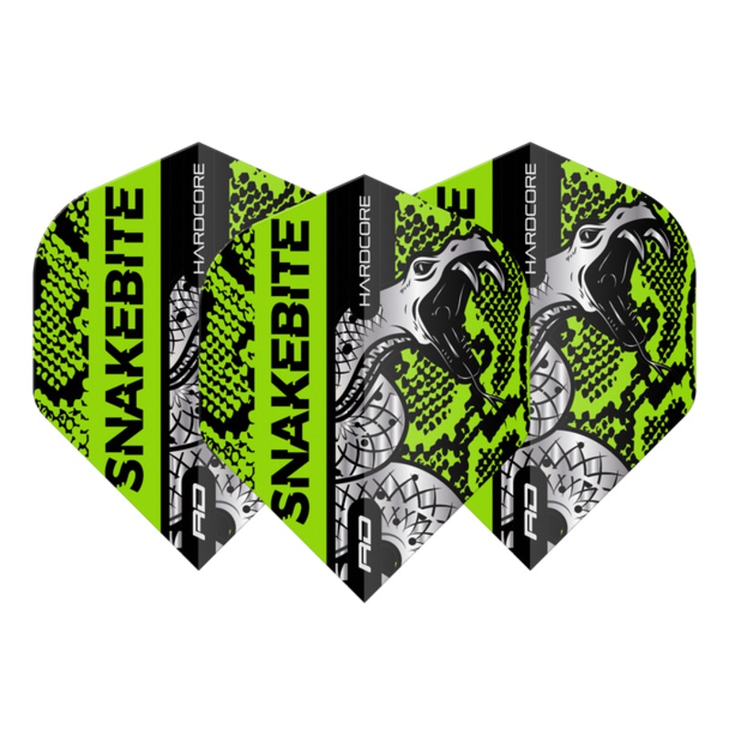 Red Dragon Players Extra Thick Hardcore Snakebite Coiled Snake Green Standard Flights
