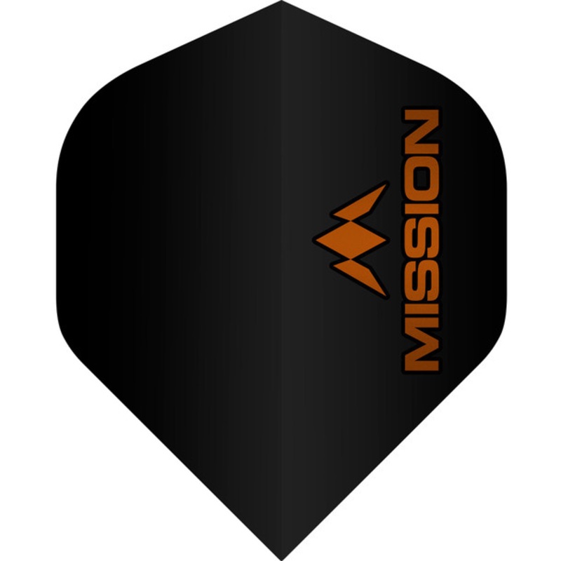 Mission Logo Flights – 100 Micron – UV Finish – No2 (Standard) – Black – Orange Logo