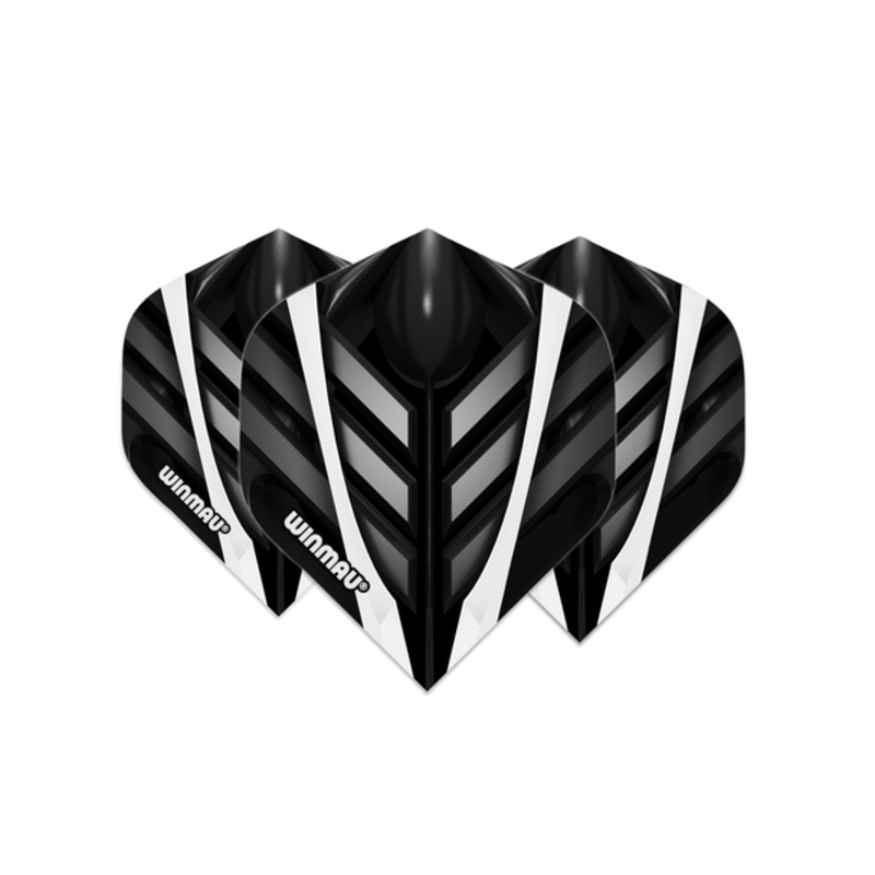 Winmau Mega Standard 75 Micron Flight – Black, White & Grey