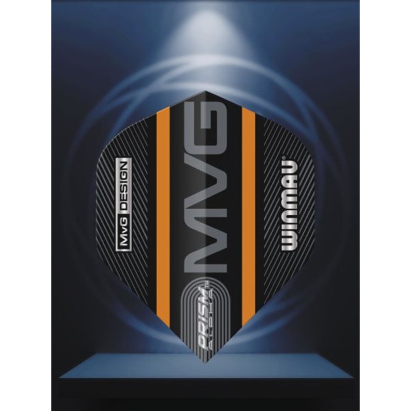 Winmau Prism Alpha MVG Black & Orange Logo Stripe Flight
