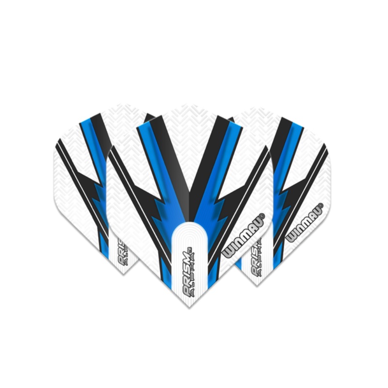 Winmau Prism Alpha Standard Flight – White. Blue & Black
