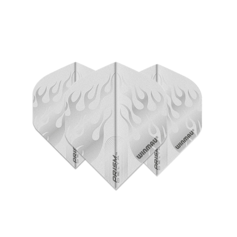 Winmau Prism Delta Standard Flight – White with Ghost Flames