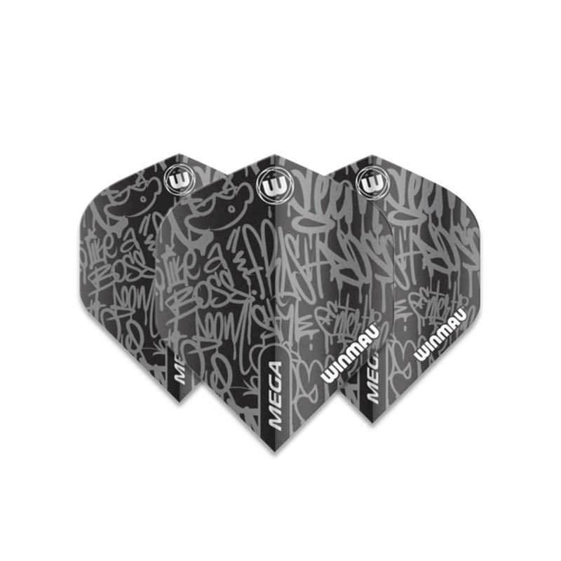 Winmau Mega Standard 75 Micron Flight – Black Graffiti