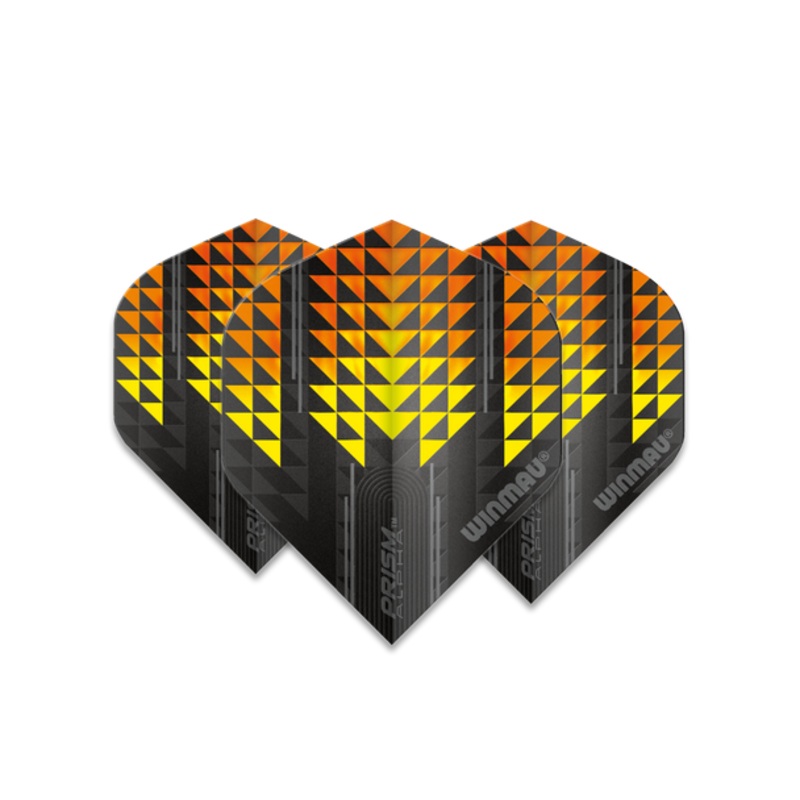 Winmau Prism Alpha Standard Flight – Black, Orange & Yellow