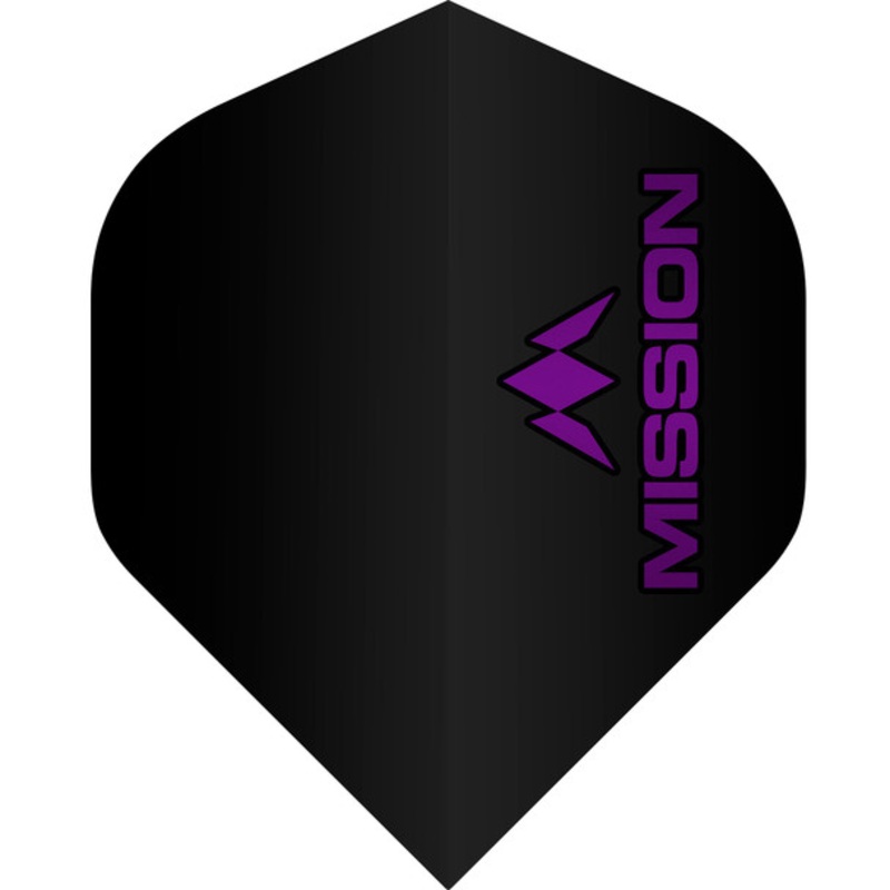 Mission Logo Flights – 100 Micron – UV Finish – No2 (Standard) – Black – Purple Logo