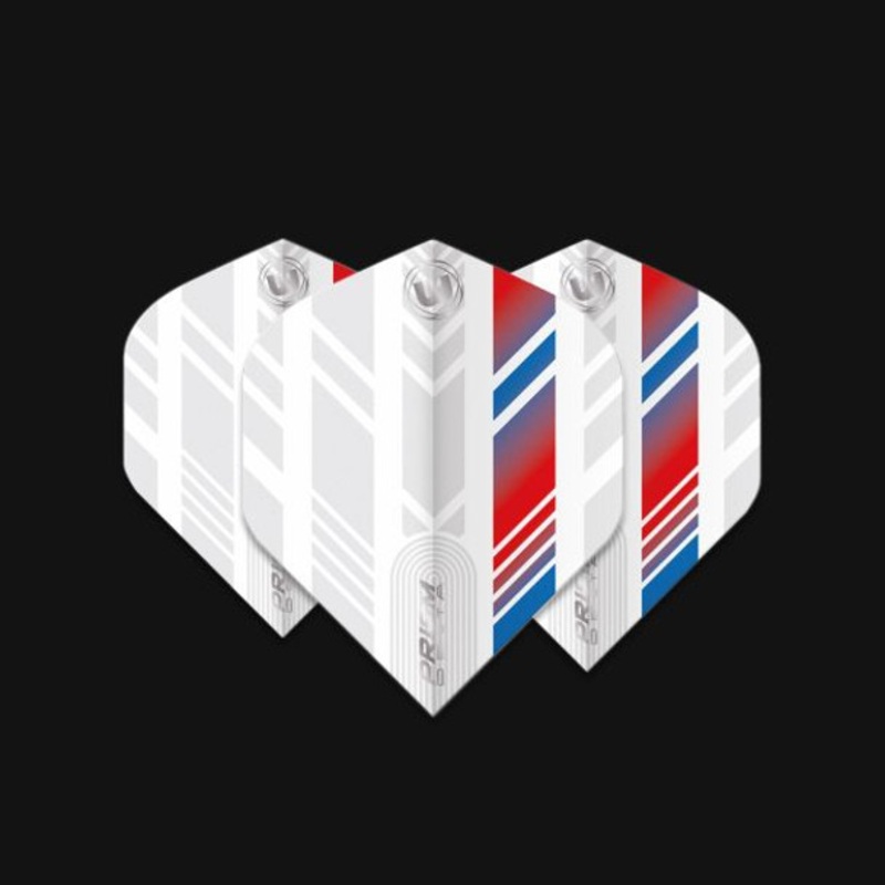 Winmau Prism Delta Standard Flight – White with Blue & Red Gradient