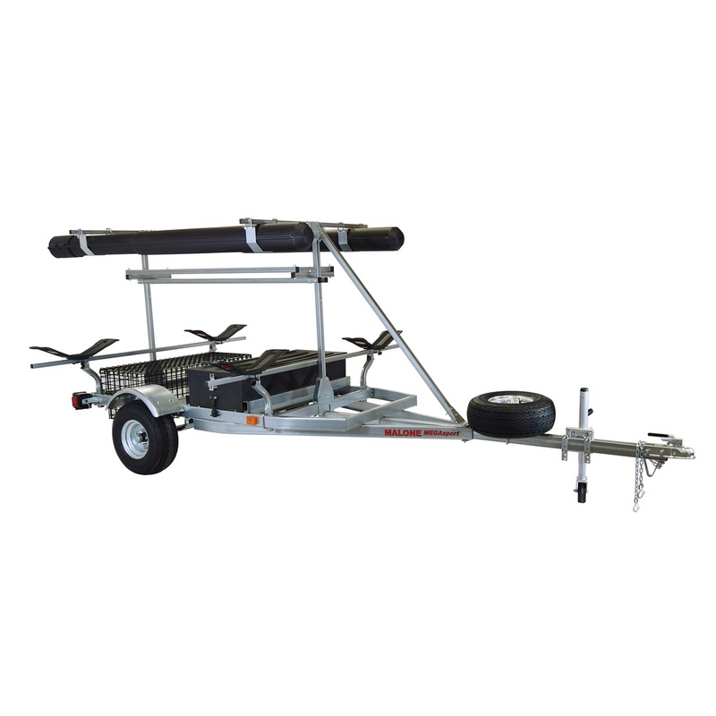 MegaSport 2-4 Kayak Trlr Pkg (Spare Tire, 2nd Tier, 2 Sets MegaWings, Basket & Drawer,2 Rod tubes, Milk Crate Cage) (MPG550-AM)
