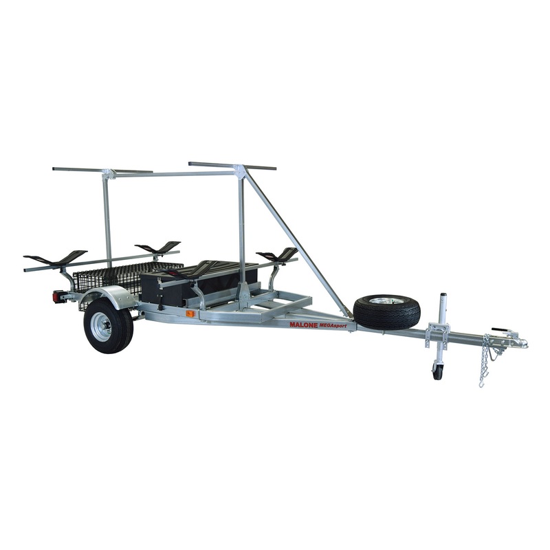 MegaSport 2-4 Kayak Trailer Pkg (Spare Tire, 2nd Tier, 2 Sets Saddle Ups, Storage Basket & Drawer) (MPG550-TU)