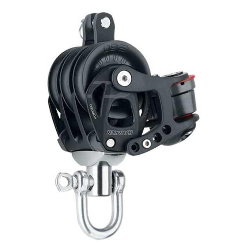 Harken 60mm Aluminum Element Triple Block – Swivel, Becket, Cam Cleat