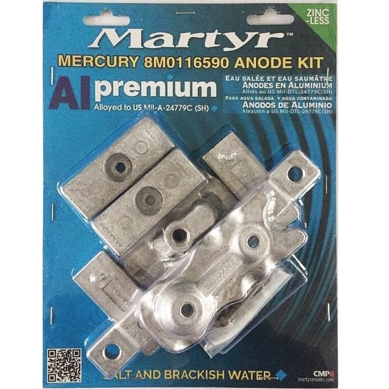 Martyr Mercury Verado MMP Anode Kit – 8M0116590, Aluminum