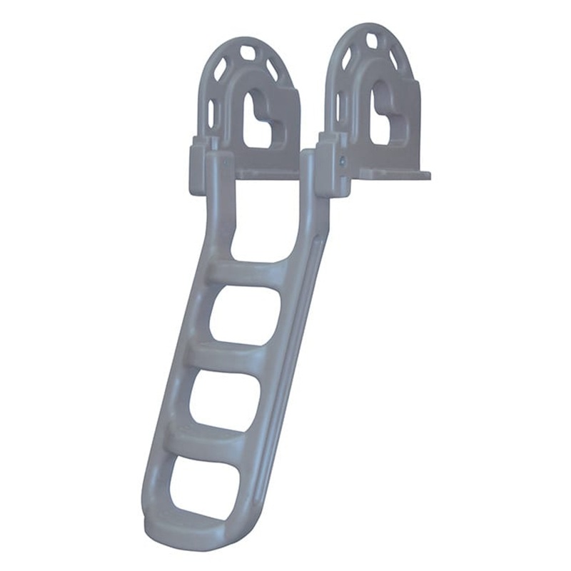 Dock Edge Dock Ladder, 4 Step, Polyethylene Flip Up, Stand Off, LLDPE, Grey