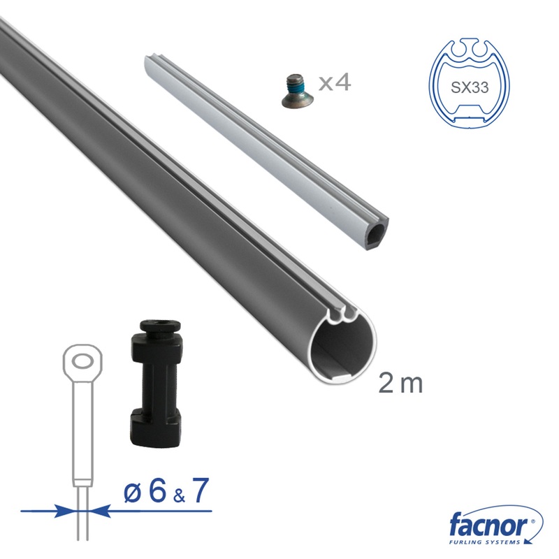Facnor Foil Section SX33 External 2-meter length for 6/7mm Forestay (Complete Kit)