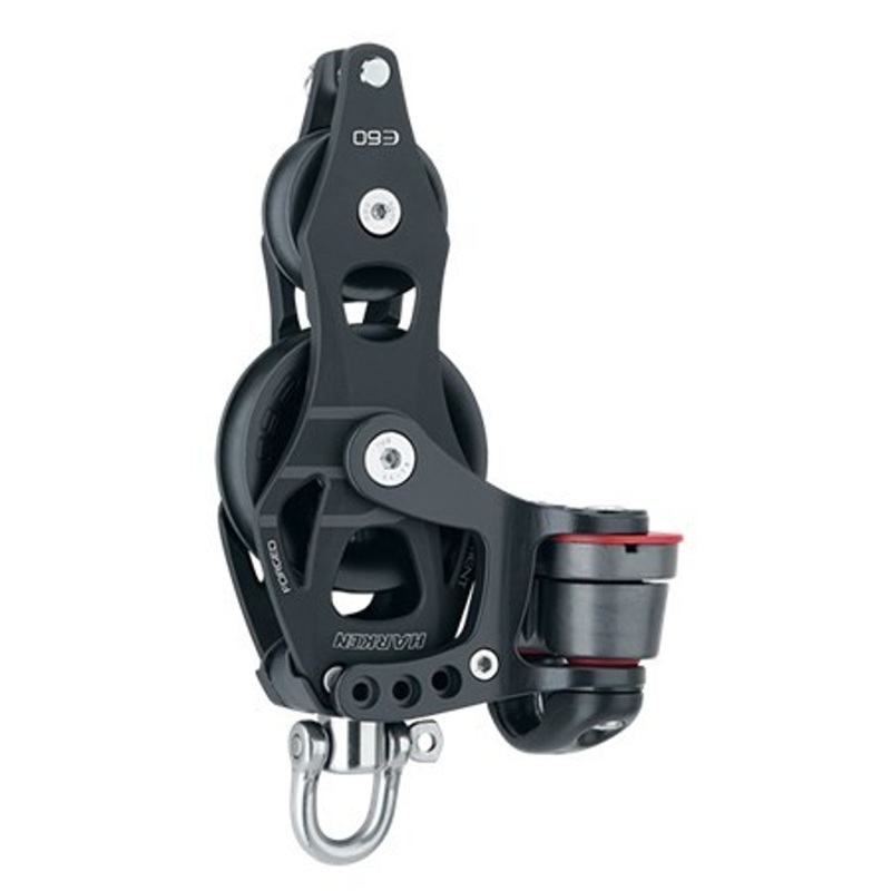 Harken 60mm Aluminum Element Fiddle Block – Swivel, Becket, Cam Cleat