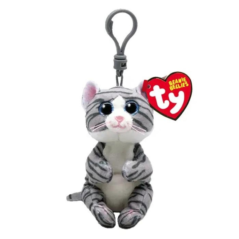 Ty Inc Beanie Bellies Clip Mitzi the Grey Tabby Cat