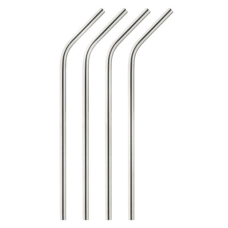 Harold Import Comp Stainless Steel Reusable Drinking Straws With Cleaning Brush