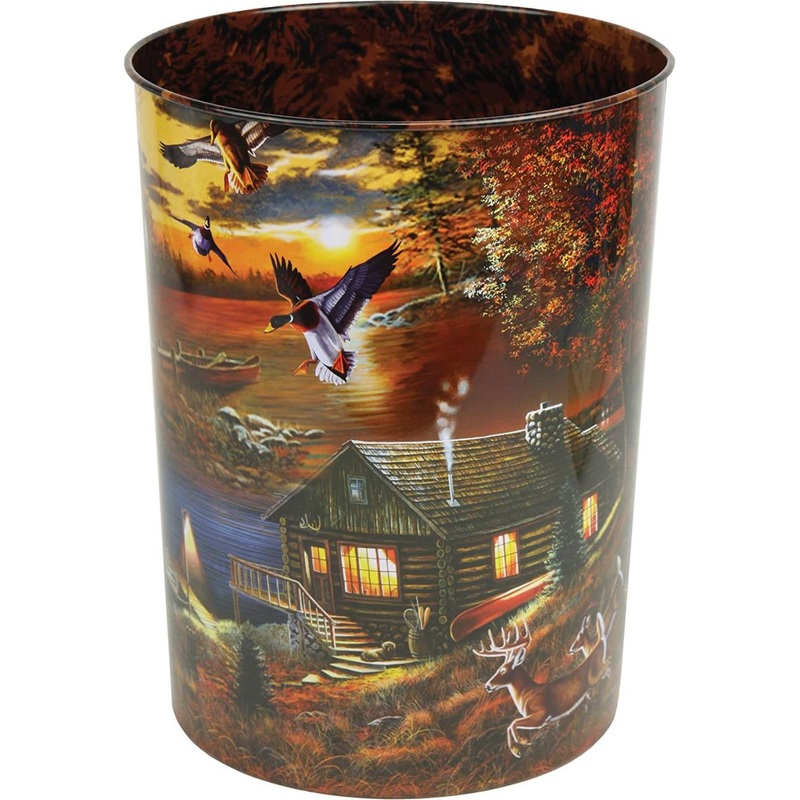 Rivers Edge Products Cabin Scene Waste Basket
