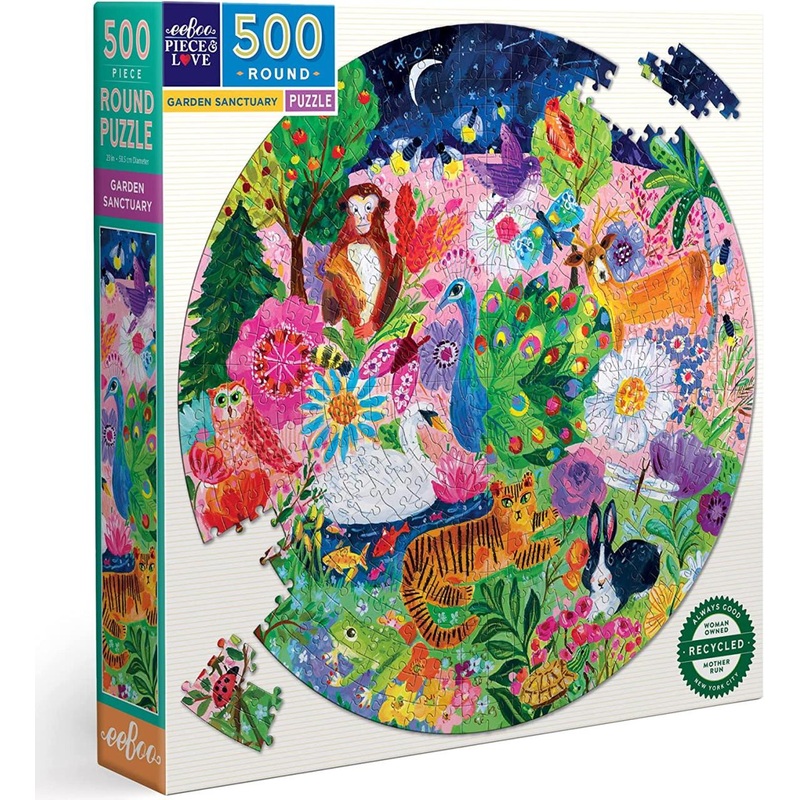 Eeboo Garden Sanctuary 500pc Round Puzzle