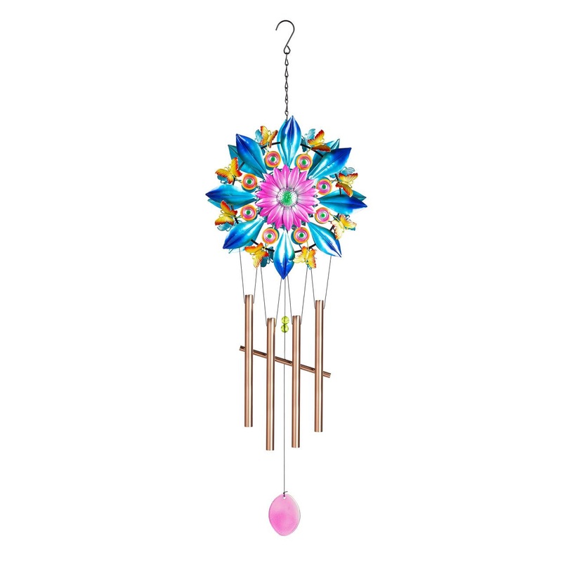 Evergreen Enterprises Metal Wind Spinner Wind Chime, Blue Butterflies