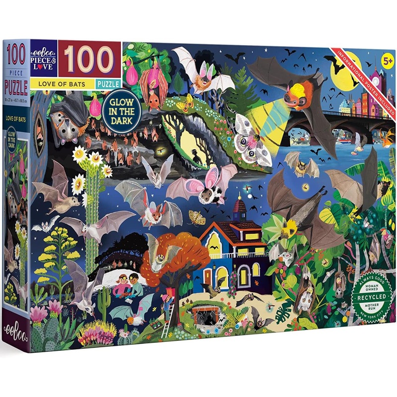 Eeboo Love Of Bats 100pc Puzzle