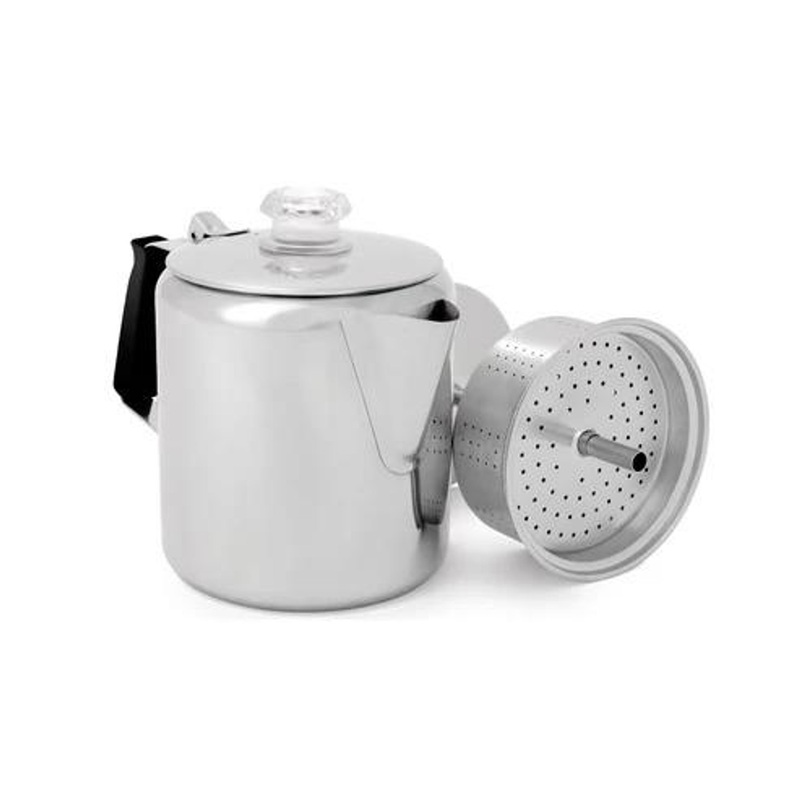 Gsi Outdoors Glacier Stainless Coffee Percolator with Silicone Handle – 6 Cups