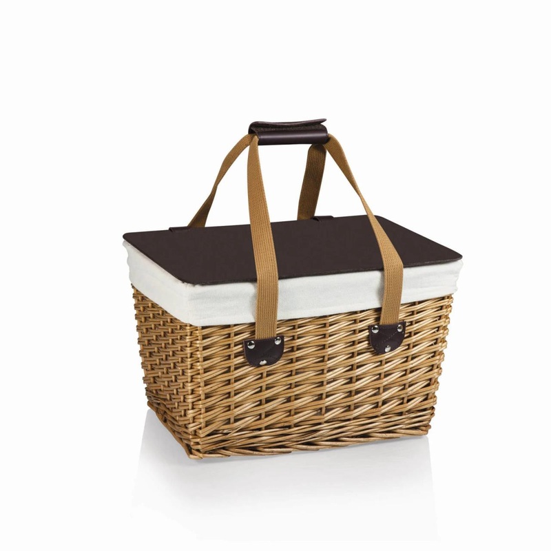 Picnictime Canasta Wicker Picnic Basket – Natural Brown Willow with Tan Lining