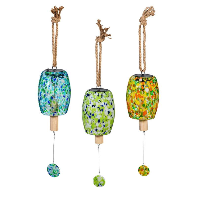 Evergreen Enterprises She Shed Garden Bell, Solar Art Glass Assorted