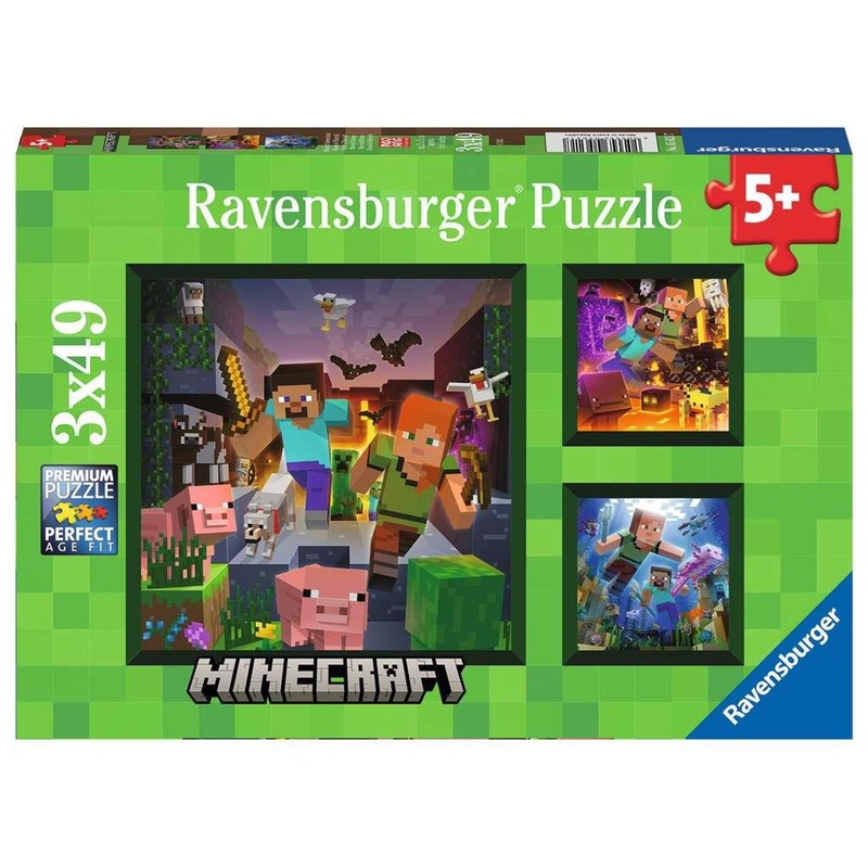 Ravensburger Minecraft Biomes – 3 x 49 pc. Puzzles