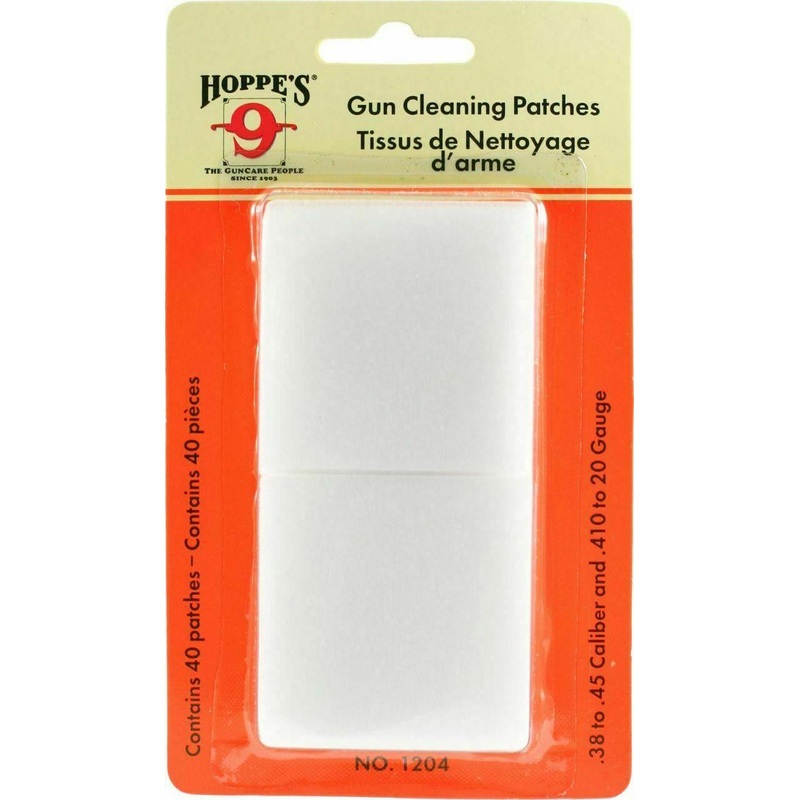 Hoppes No. 4 Gun Cleaning Patches, .38 to .45 Caliber & .410 to 20 Gauge, 40 Patches