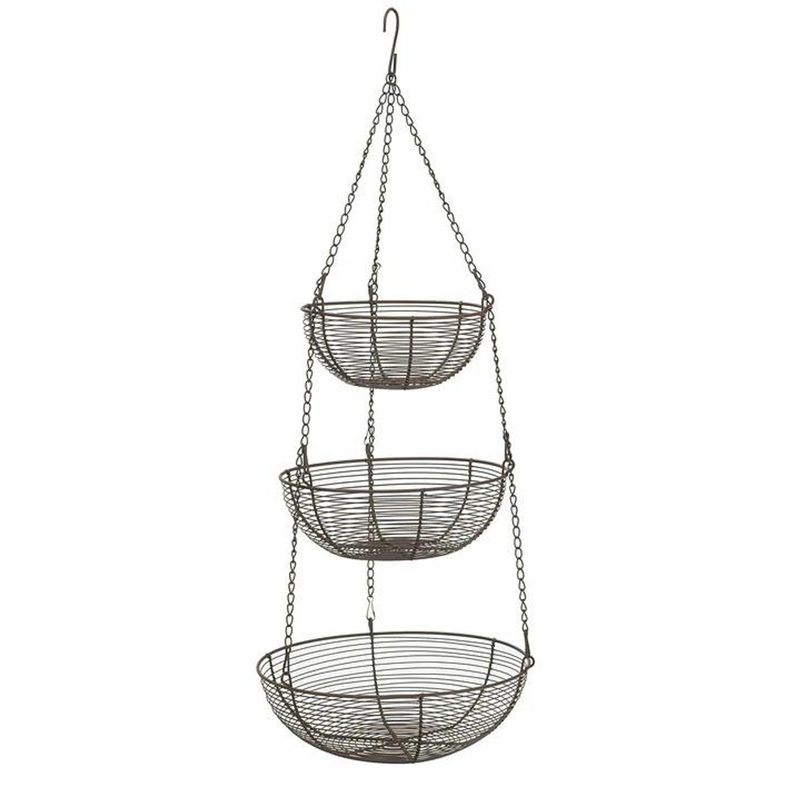 Rsvp Woven Wire 3-Tier Hanging Basket – Bronze