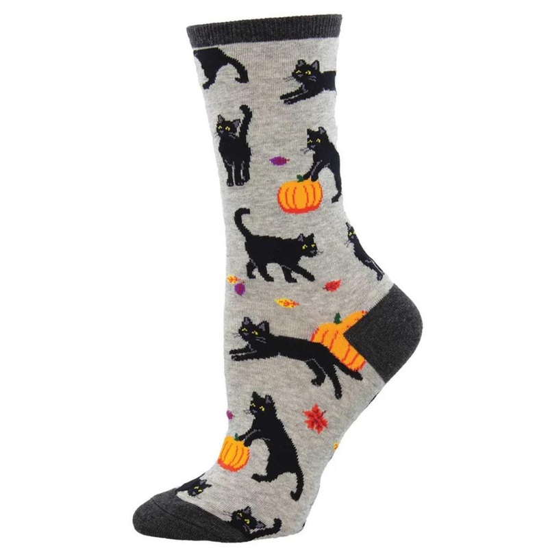 Socksmith Black Cat Halloween – Light Gray