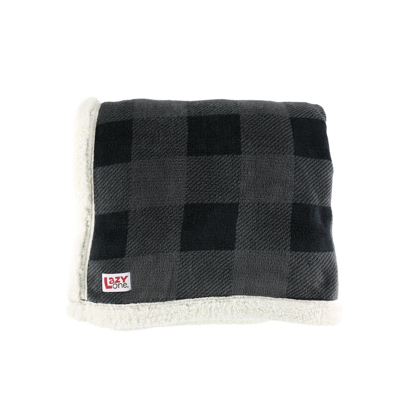 Lazy One Grey Plaid Blanket