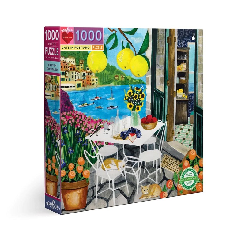 Eeboo Cats In Positano 1000 Pc Puzzle