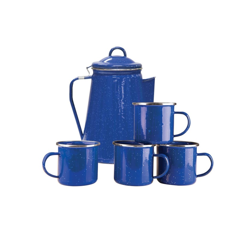 Stansport Enamel Coffee Pot W/4 Mugs