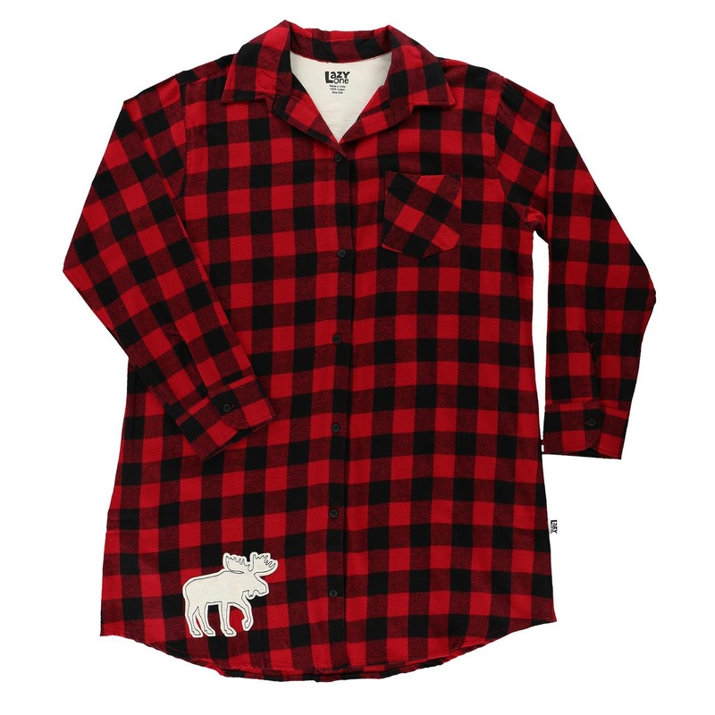 Lazy One Flannel Moose Plaid Nightshirt