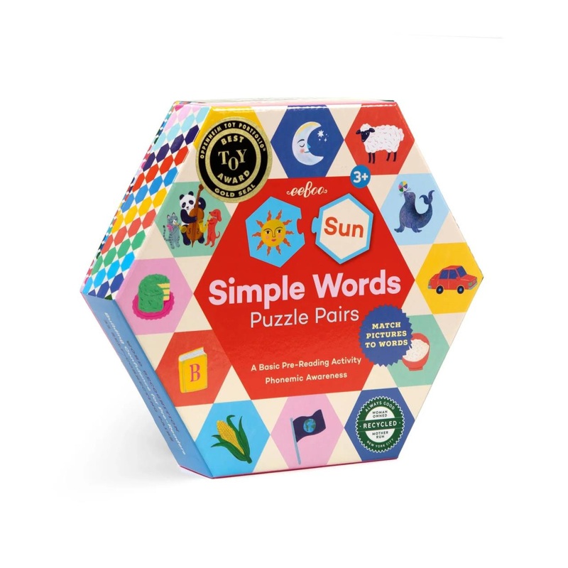 Eeboo Simple Words Hexagon Pairs Puzzle