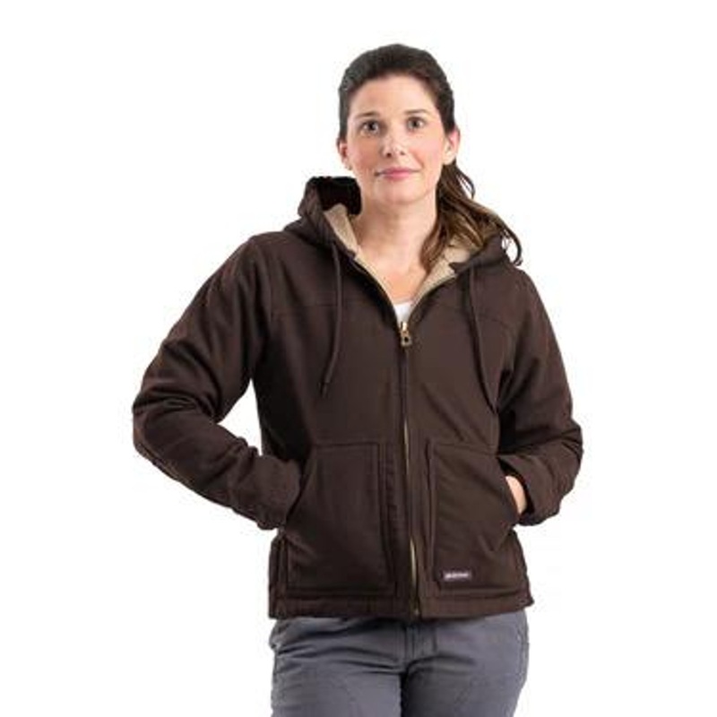 Berne Apparel Women’s Sherpa-Lined Duck Hooded Jacket – Dark Brown