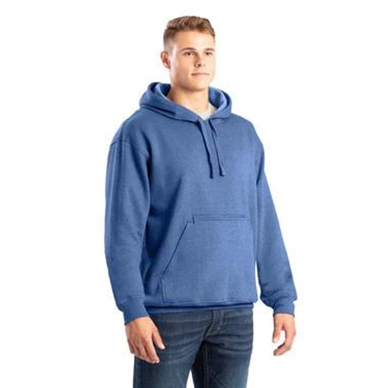 Berne Apparel Men’s Zippered Pocket Hooded Pullover Sweatshirt – Dusted Navy