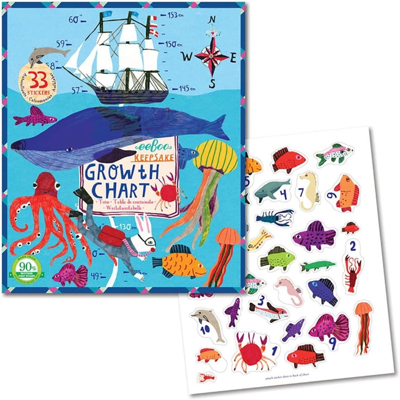 Eeboo Growth Chart Big Blue Whale